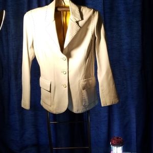 St John white leather jacket